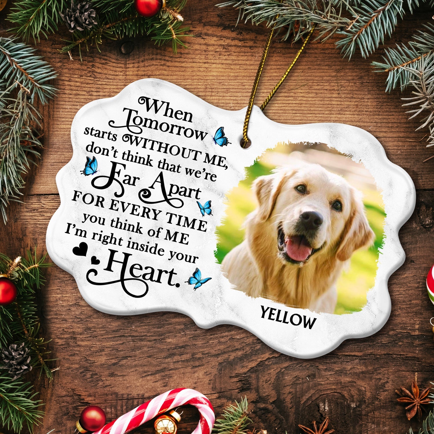 Custom Photo When Tomorrow Starts Without Me - Christmas, Memorial Gift For Dog Lovers, Cat Lovers - Personalized Medallion Ceramic Ornament ORNA1210