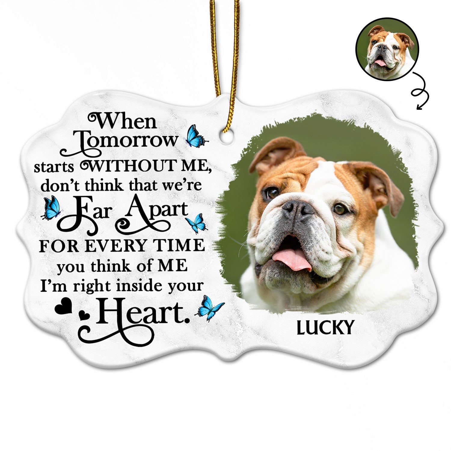 Custom Photo When Tomorrow Starts Without Me - Christmas, Memorial Gift For Dog Lovers, Cat Lovers - Personalized Medallion Ceramic Ornament ORNA1210