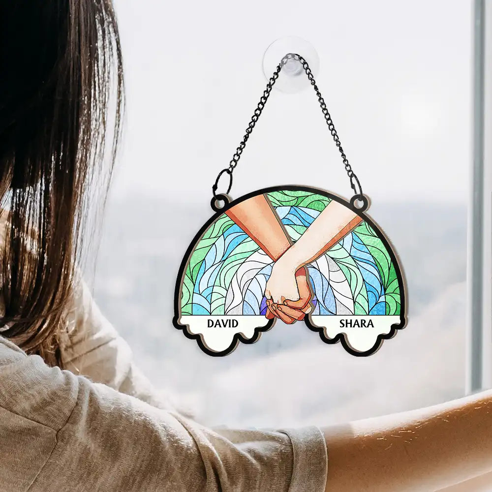 Love Is Love, Holding Hands - Personalized Window Hanging Suncatcher Ornament ORNA1210