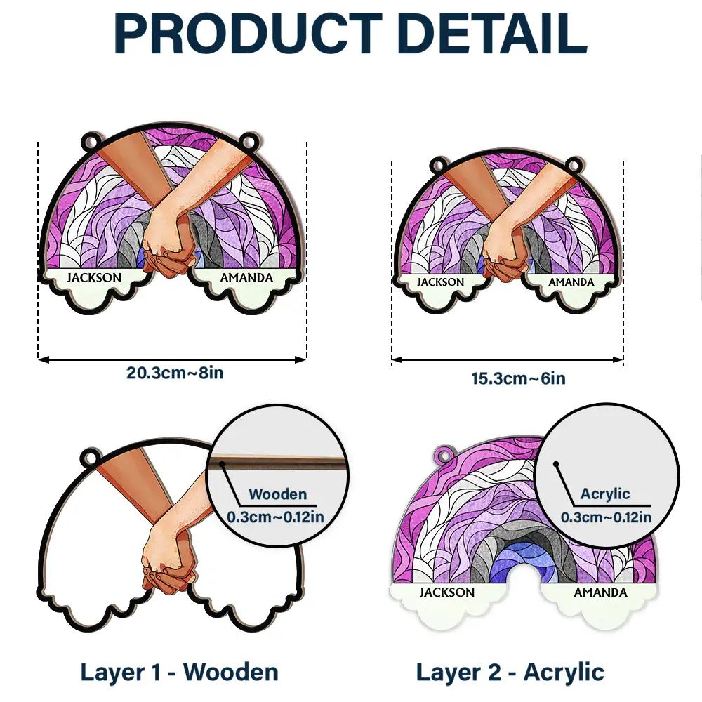 Love Is Love, Holding Hands - Personalized Window Hanging Suncatcher Ornament ORNA1210