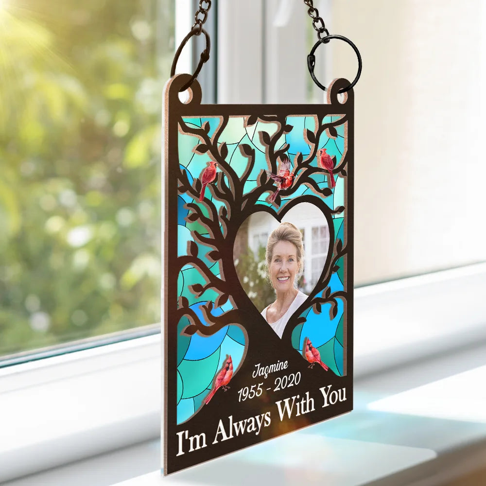 Custom Photo Memorial Forever In My Heart - Personalized Window Hanging Suncatcher Ornament ORNA1210