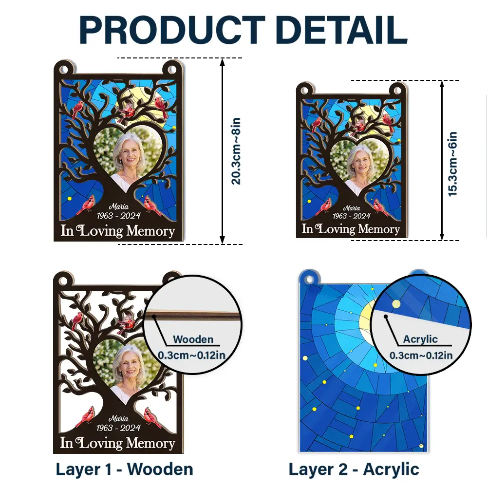 Custom Photo Memorial Forever In My Heart - Personalized Window Hanging Suncatcher Ornament ORNA1210