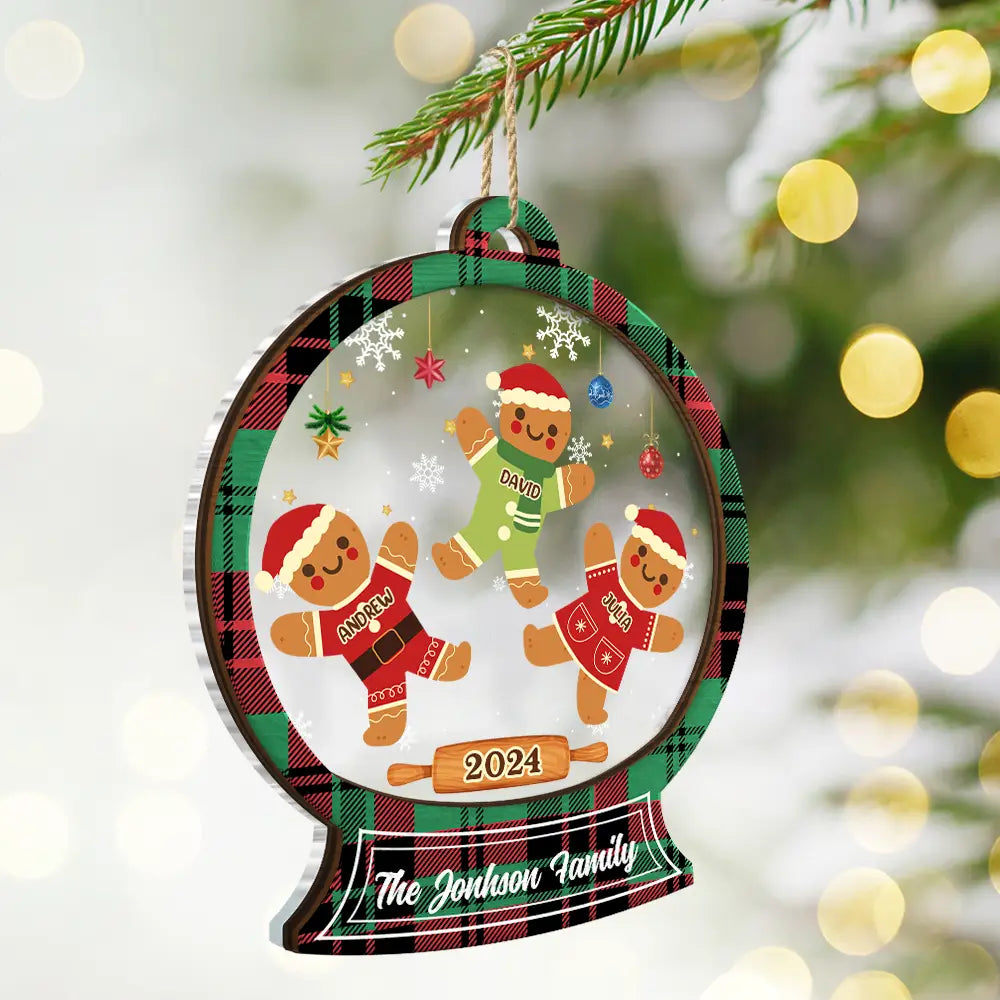 Christmas Cookies Gingerbread Family - Personalized 2-Layered Mix Ornament ORNA1210