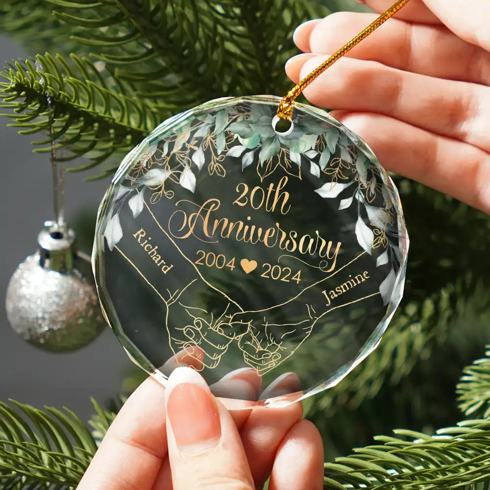 Couples Anniversary - Personalized Circle Glass Ornament ORNA1210