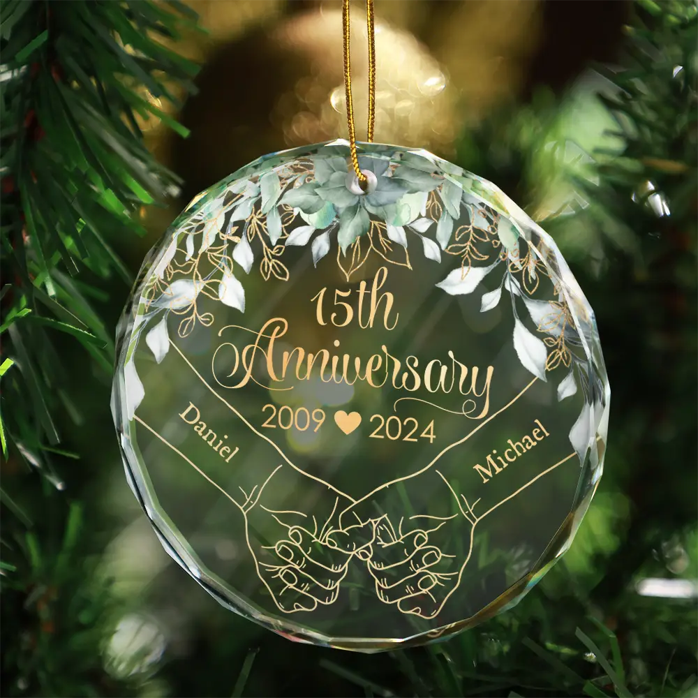 Couples Anniversary - Personalized Circle Glass Ornament ORNA1210