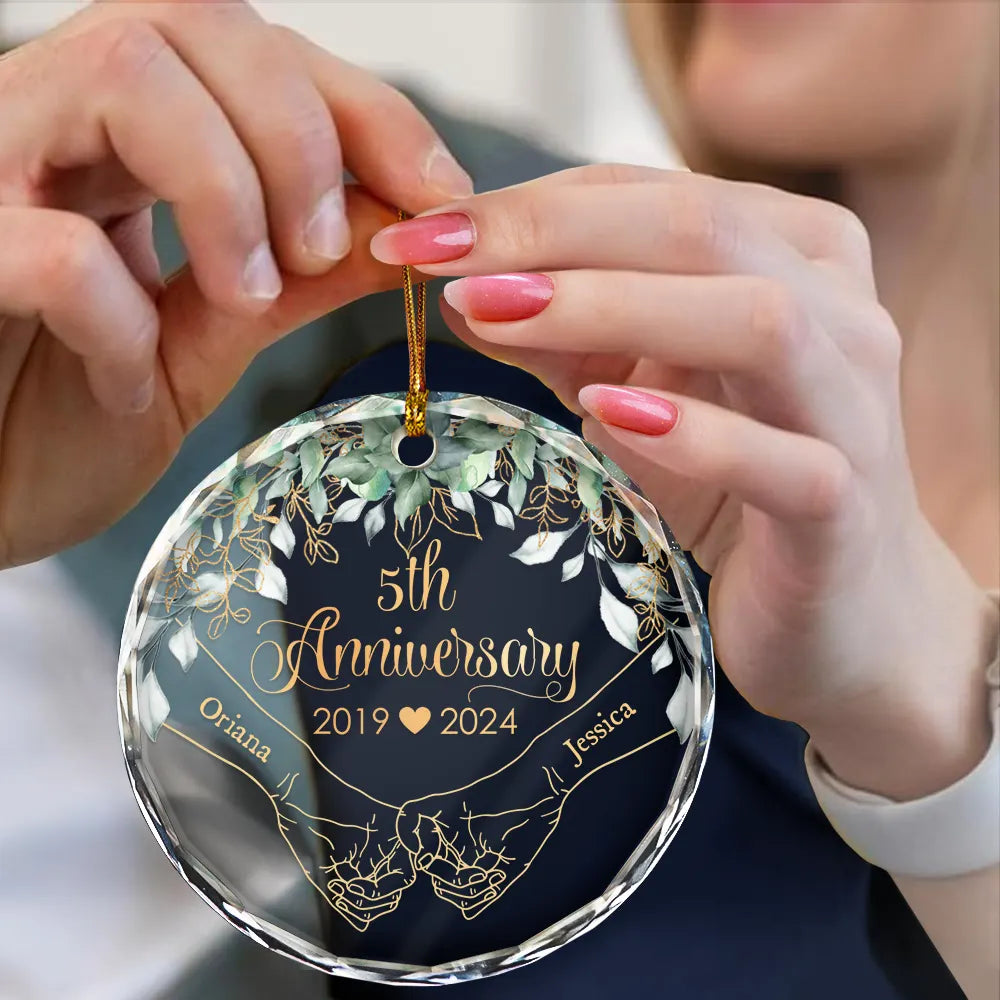 Couples Anniversary - Personalized Circle Glass Ornament ORNA1210