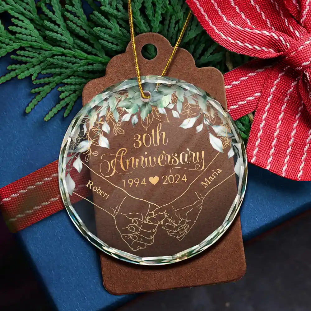 Couples Anniversary - Personalized Circle Glass Ornament ORNA1210