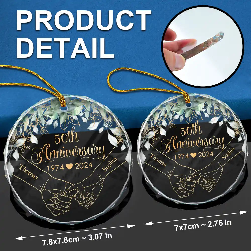 Couples Anniversary - Personalized Circle Glass Ornament ORNA1210