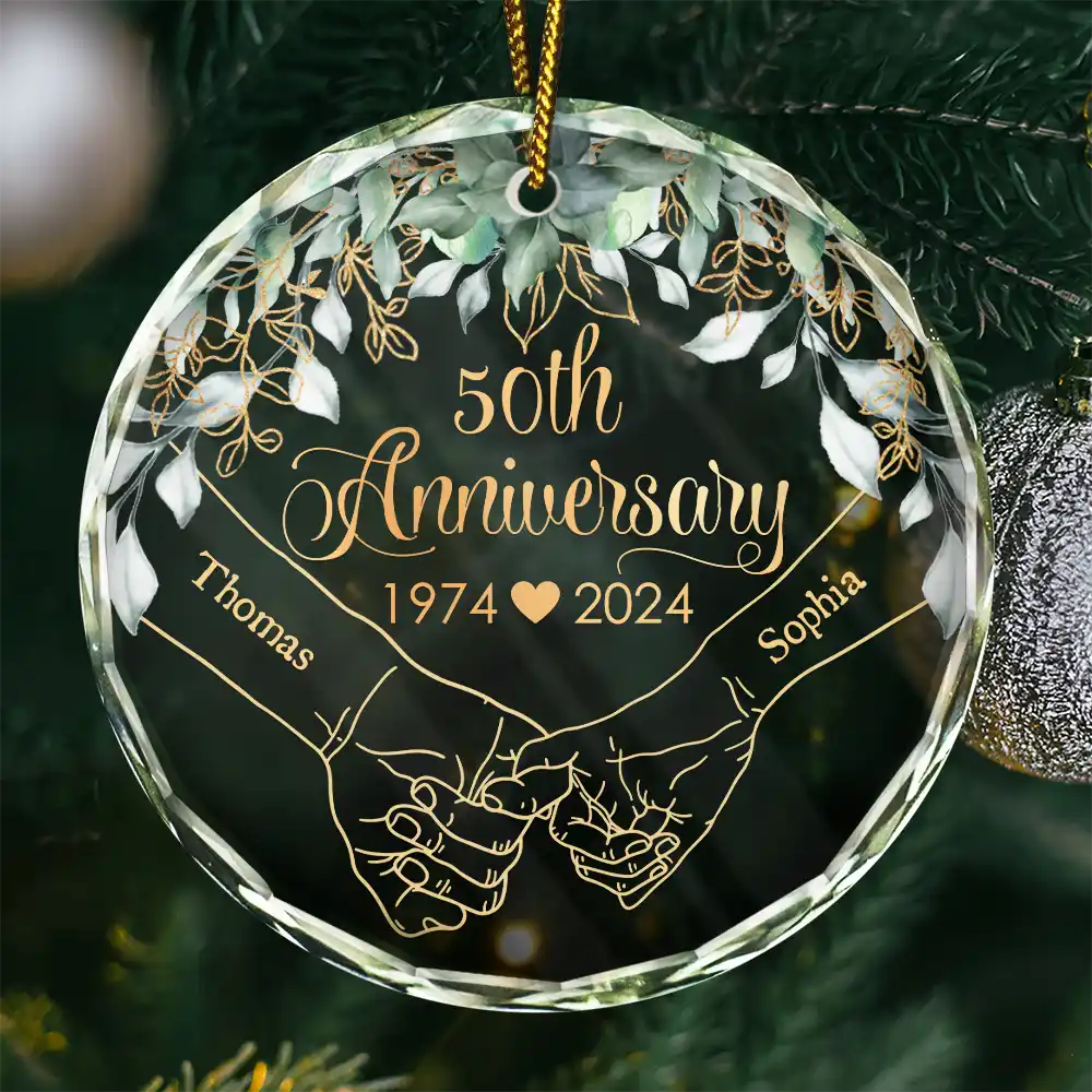 Couples Anniversary - Personalized Circle Glass Ornament ORNA1210