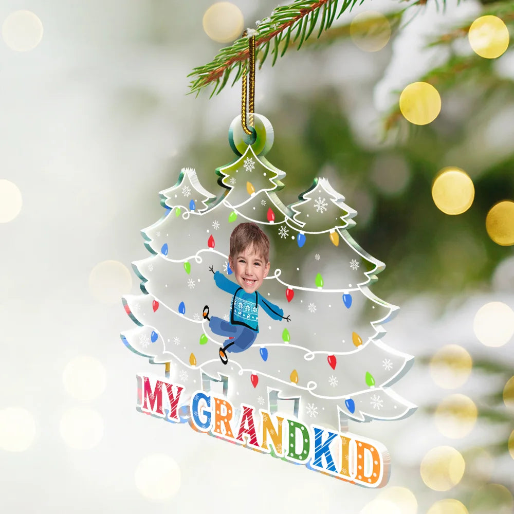 Custom Photo Our Grandkids Christmas Tree - Personalized Custom Shaped Acrylic Ornament ORNA1210