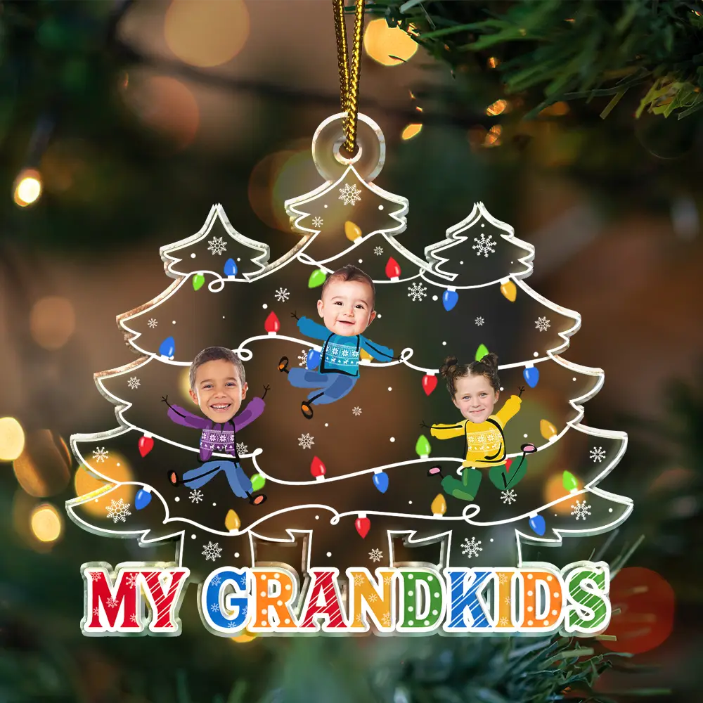 Custom Photo Our Grandkids Christmas Tree - Personalized Custom Shaped Acrylic Ornament ORNA1210
