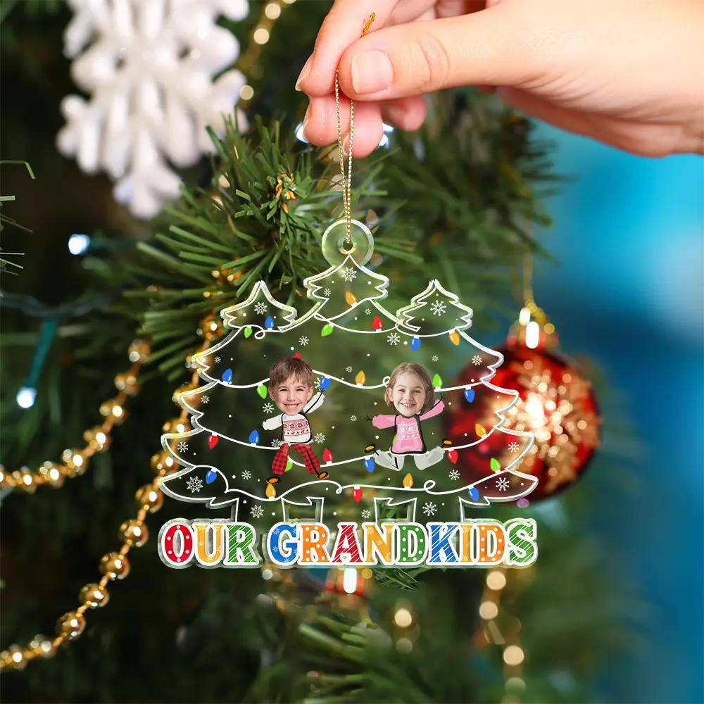 Custom Photo Our Grandkids Christmas Tree - Personalized Custom Shaped Acrylic Ornament ORNA1210
