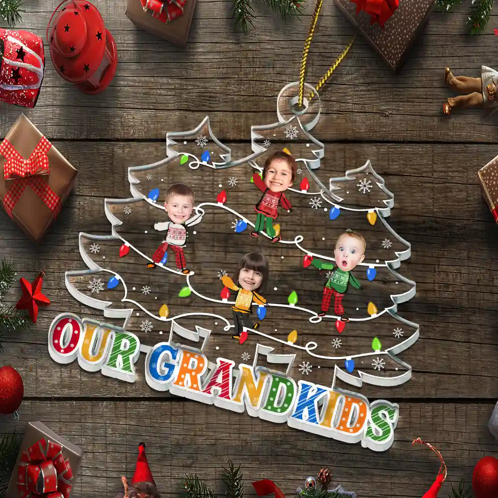 Custom Photo Our Grandkids Christmas Tree - Personalized Custom Shaped Acrylic Ornament ORNA1210