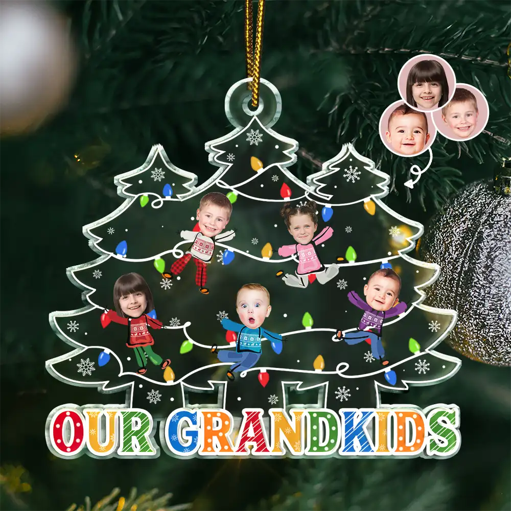 Custom Photo Our Grandkids Christmas Tree - Personalized Custom Shaped Acrylic Ornament ORNA1210