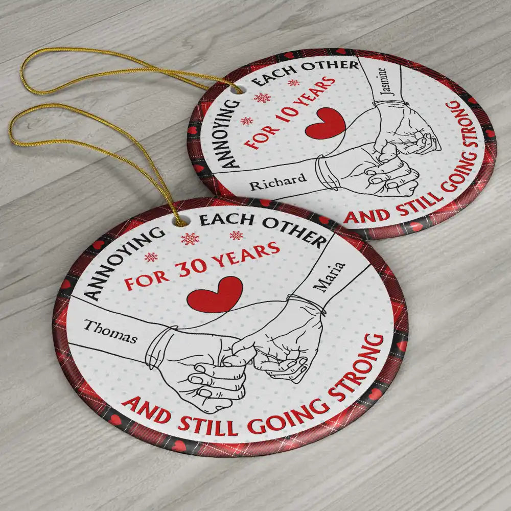 Holding Hands Old Couple Annoying Each Other - Personalized Circle Ceramic Ornament ORNA1210
