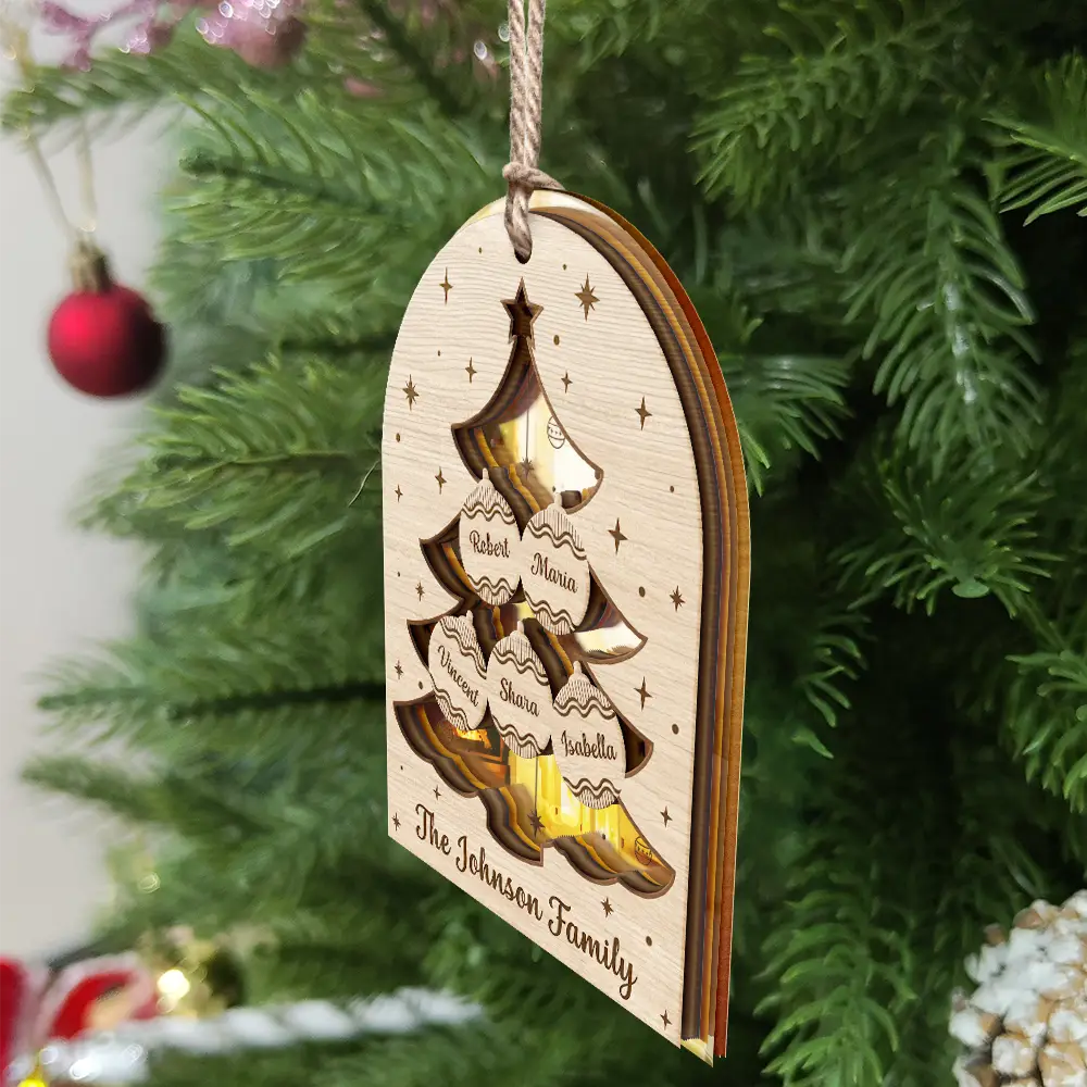 Christmas Family Tree - Personalized Mirror Ornament ORNA1210