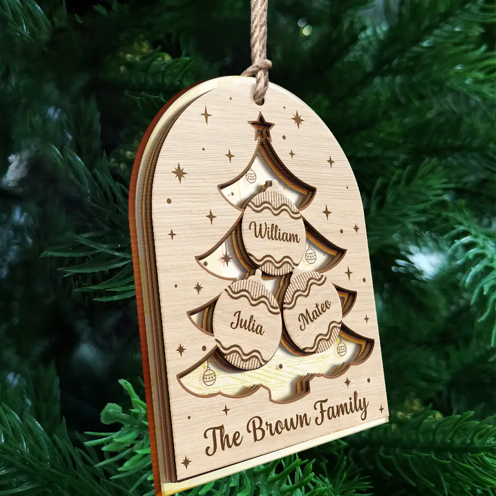 Christmas Family Tree - Personalized Mirror Ornament ORNA1210