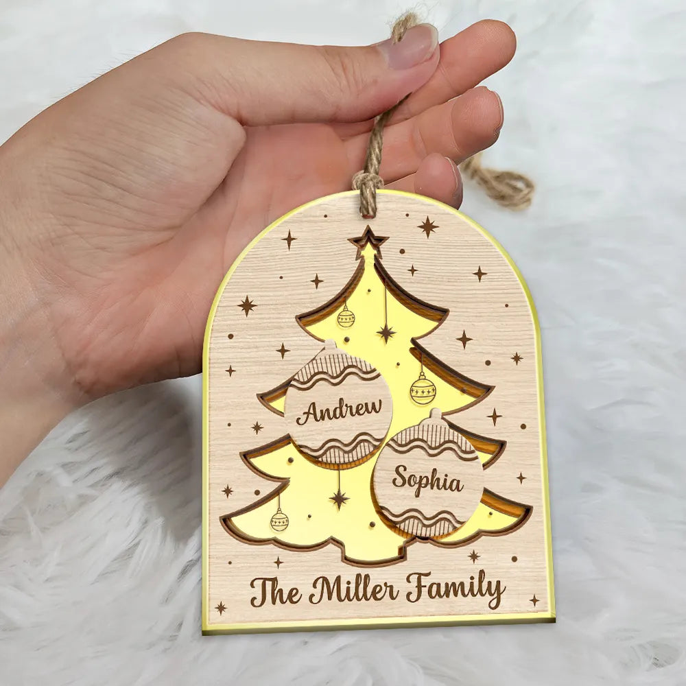 Christmas Family Tree - Personalized Mirror Ornament ORNA1210