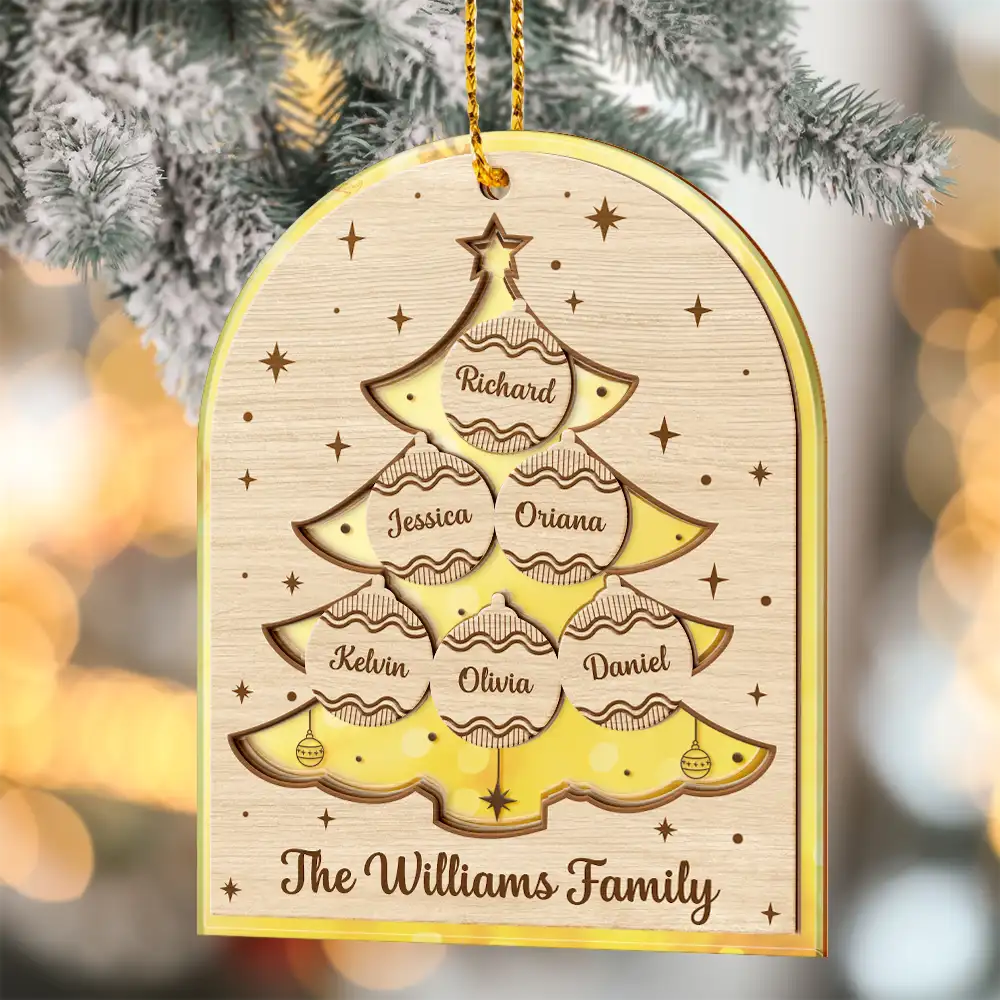 Christmas Family Tree - Personalized Mirror Ornament ORNA1210