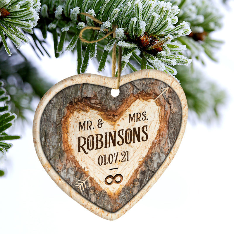 Mr & Mrs Forever - Gift For Married Couple - Personalized Custom Heart Ceramic Ornament ORNA1210