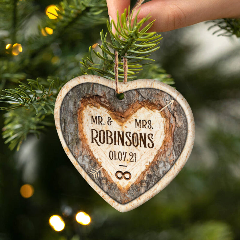 Mr & Mrs Forever - Gift For Married Couple - Personalized Custom Heart Ceramic Ornament ORNA1210