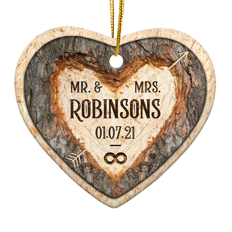 Mr & Mrs Forever - Gift For Married Couple - Personalized Custom Heart Ceramic Ornament ORNA1210