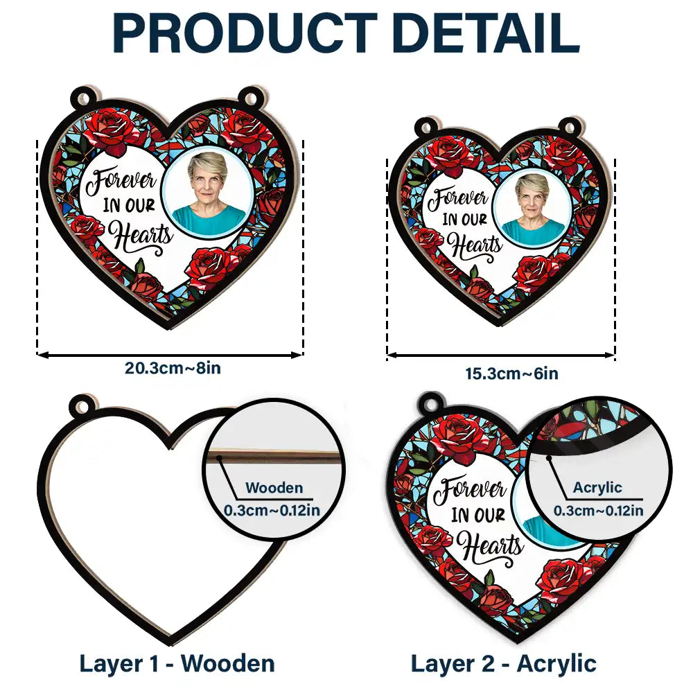 Custom Photo Forever In Our Hearts - Personalized Window Hanging Suncatcher Ornament ORNA1210