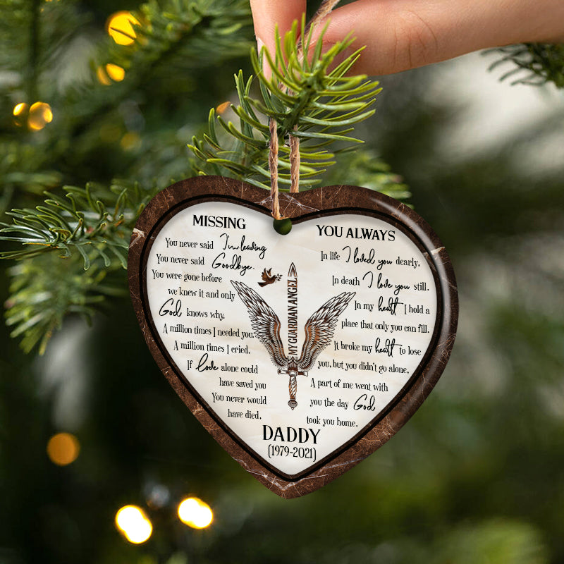 Missing You Always Angel Wings - Memorial Gift - Personalized Custom Heart Ceramic Ornament ORNA1210