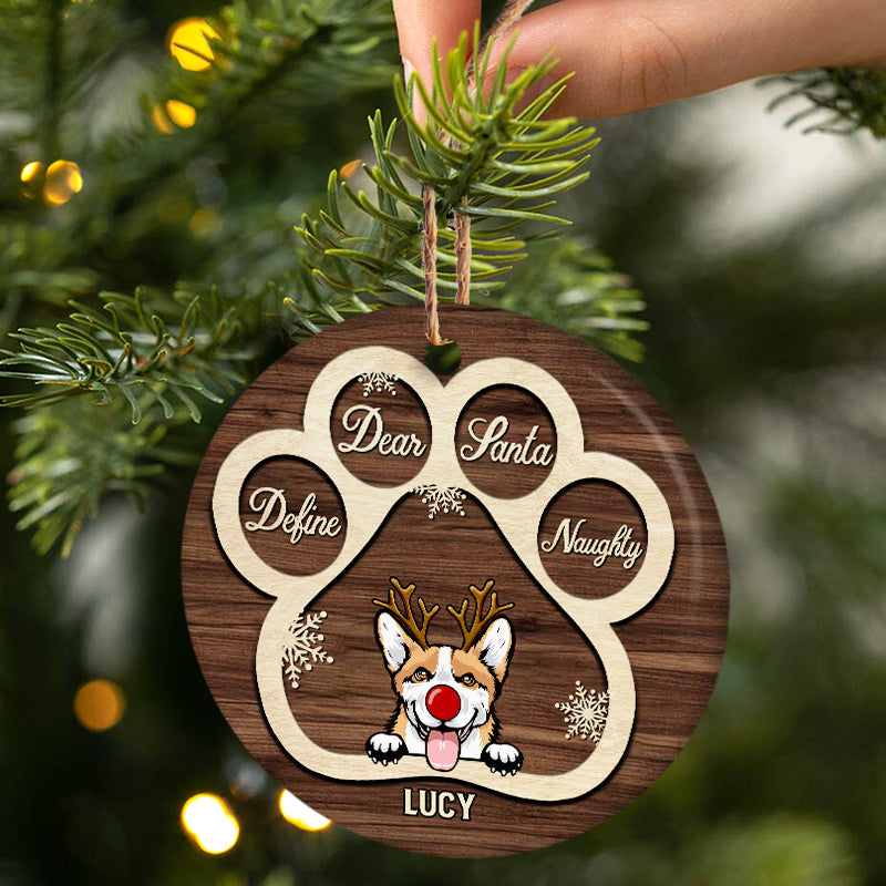 Dog Lovers Dog Paws Flannel Define Naughty - Personalized Custom Circle Ceramic Ornament ORNA1210