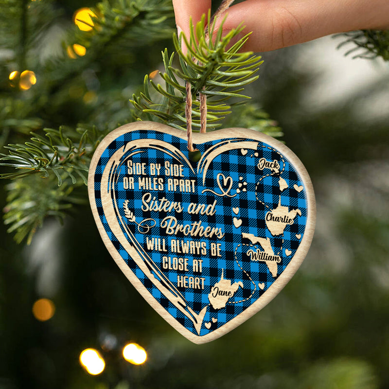 Sibling Will Always Be Close At Heart - Gift For Sibling - Personalized Custom Heart Ceramic Ornament ORNA1210