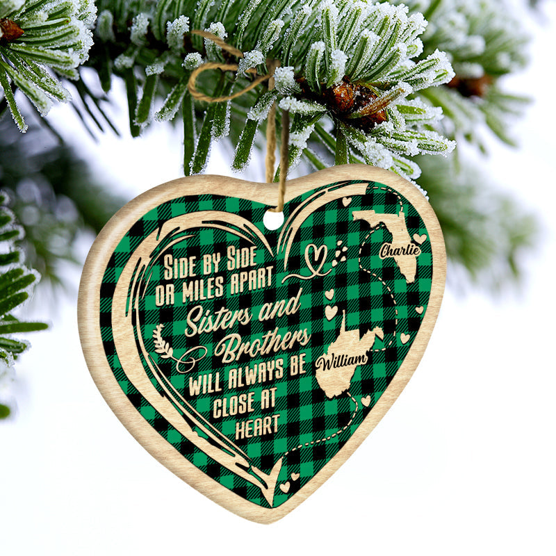 Sibling Will Always Be Close At Heart - Gift For Sibling - Personalized Custom Heart Ceramic Ornament ORNA1210