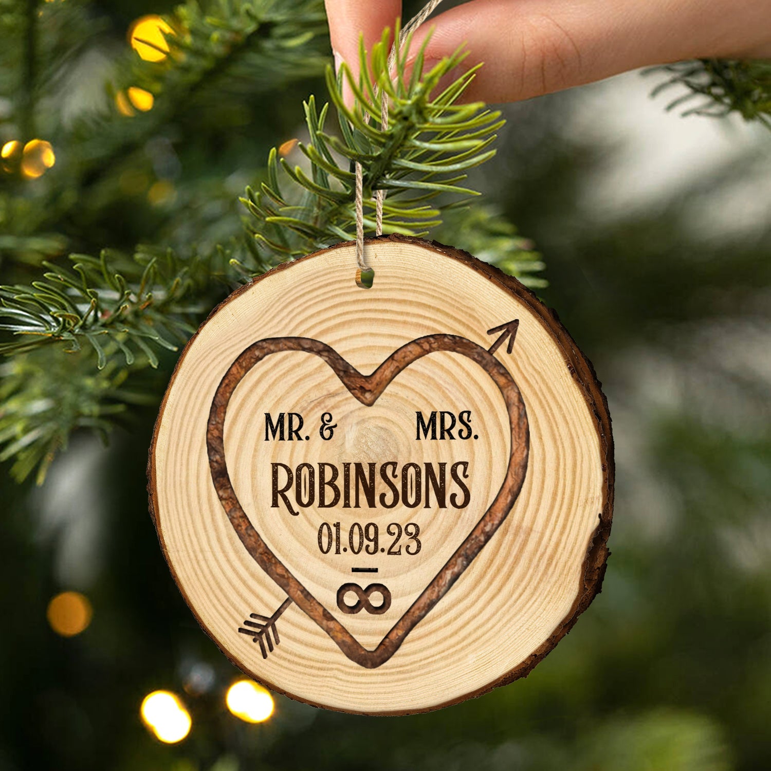 Mr & Mrs Infinity - Christmas Gift For Couples - Personalized Wood Slice Ornament ORNA1210
