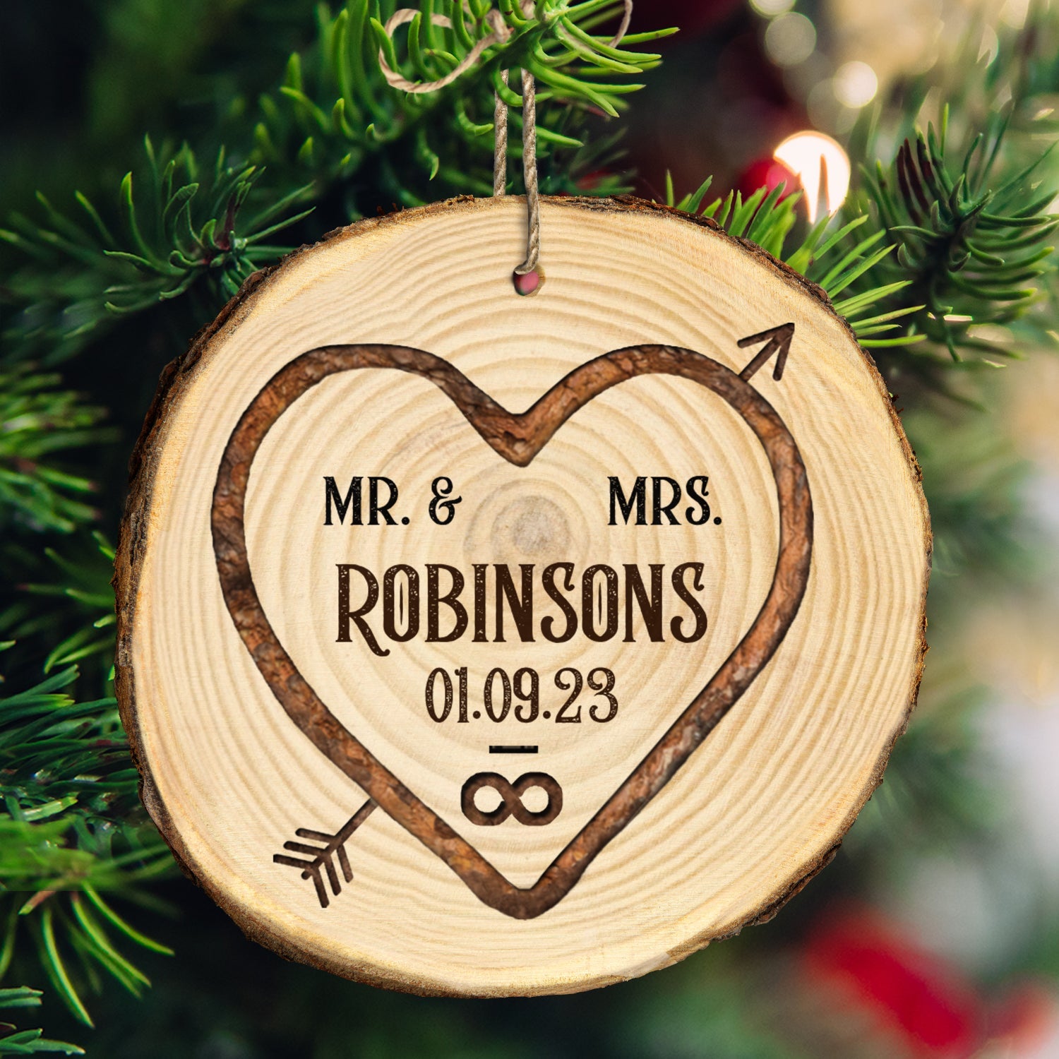 Mr & Mrs Infinity - Christmas Gift For Couples - Personalized Wood Slice Ornament ORNA1210