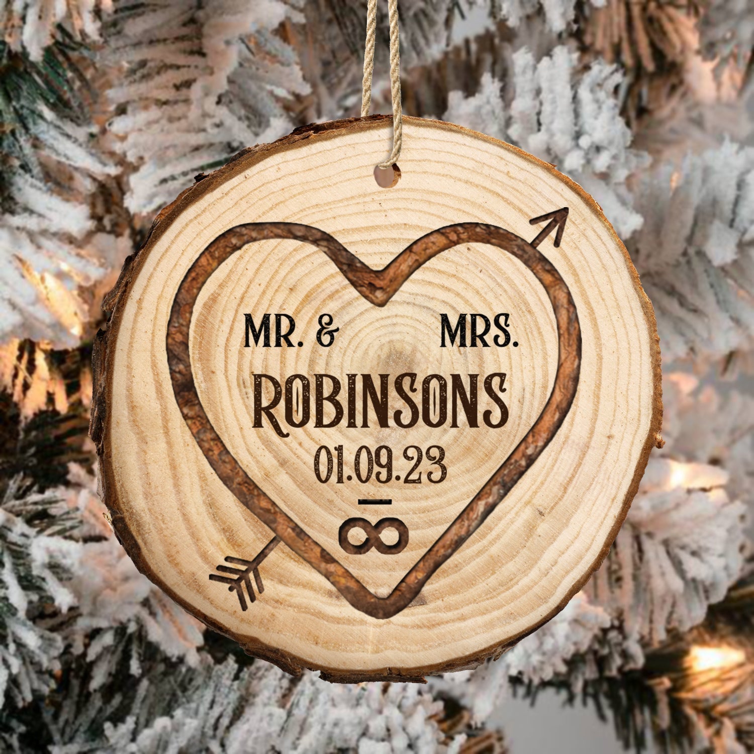 Mr & Mrs Infinity - Christmas Gift For Couples - Personalized Wood Slice Ornament ORNA1210