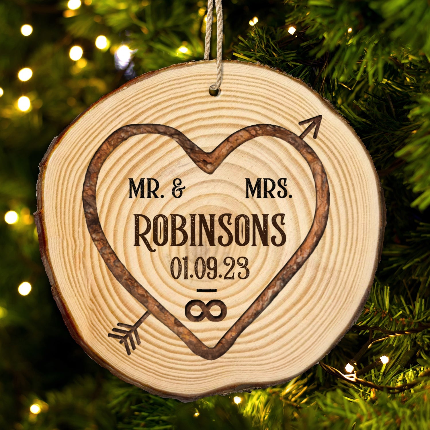 Mr & Mrs Infinity - Christmas Gift For Couples - Personalized Wood Slice Ornament ORNA1210