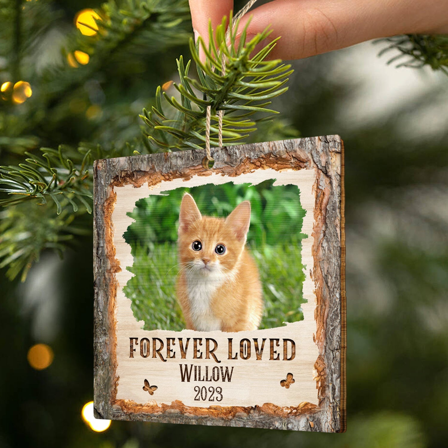 Christmas Custom Photo Memorial Forever Loved - Memorial Gift - Personalized Custom Shaped Wooden Ornament ORNA1210