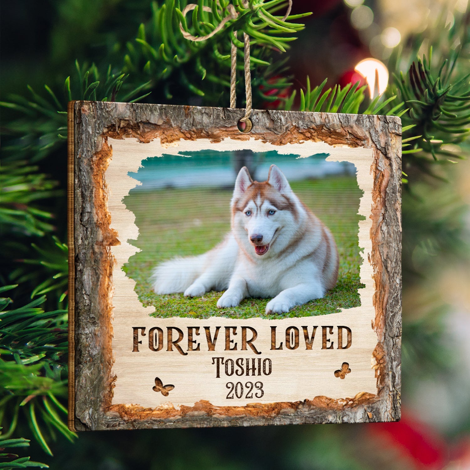 Christmas Custom Photo Memorial Forever Loved - Memorial Gift - Personalized Custom Shaped Wooden Ornament ORNA1210