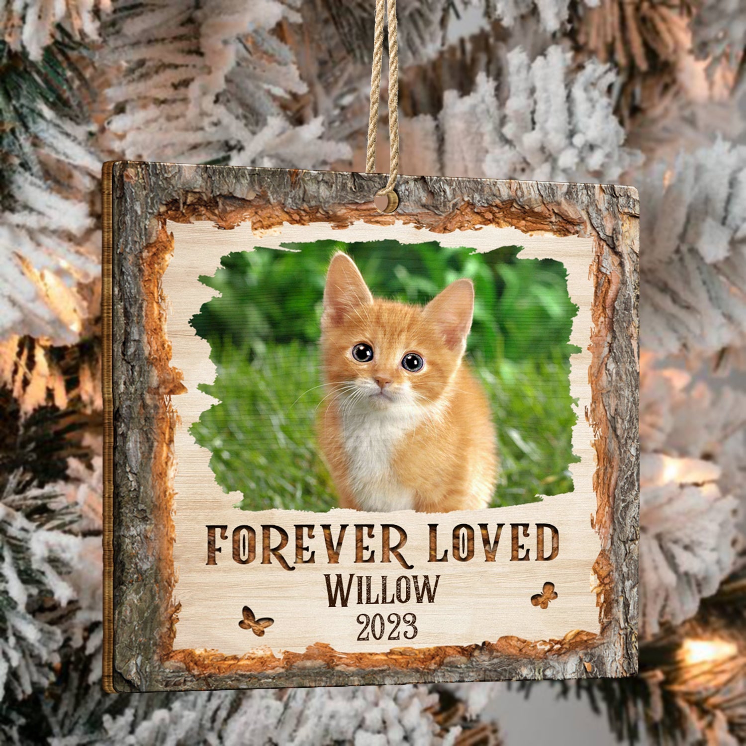 Christmas Custom Photo Memorial Forever Loved - Memorial Gift - Personalized Custom Shaped Wooden Ornament ORNA1210