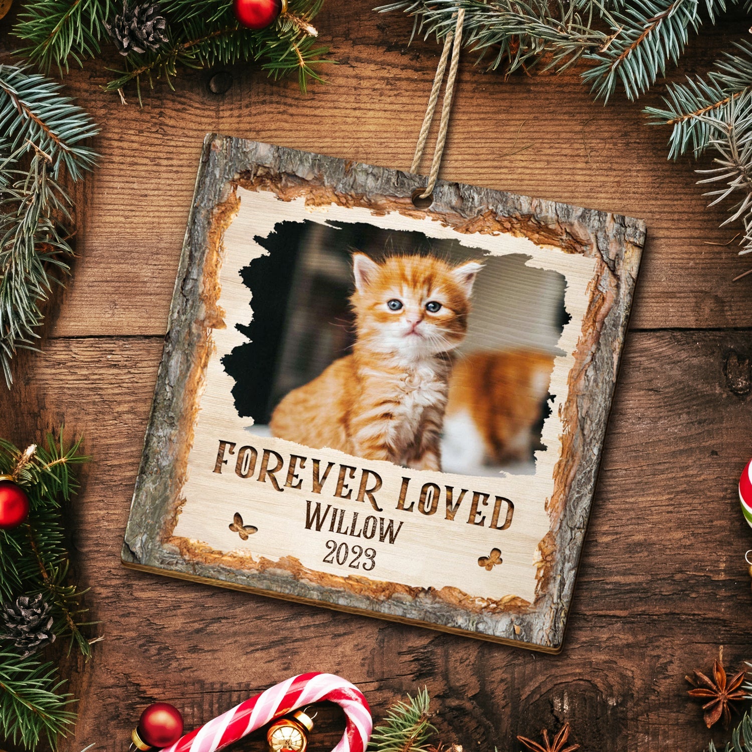 Christmas Custom Photo Memorial Forever Loved - Memorial Gift - Personalized Custom Shaped Wooden Ornament ORNA1210