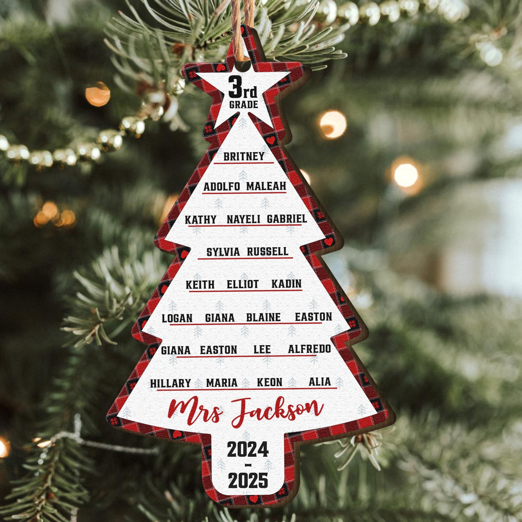 Teacher & Class List - Personalized Wooden Ornament ORN0810