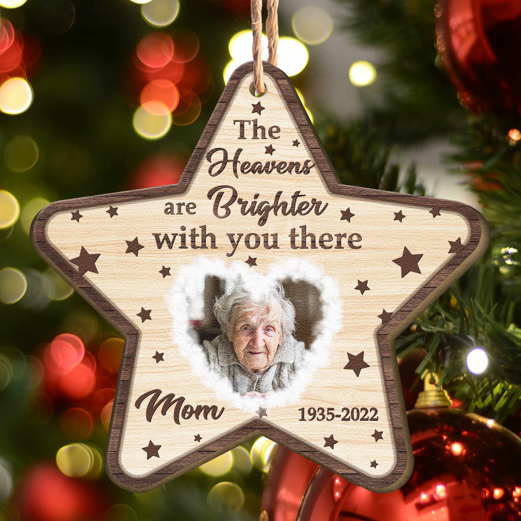 The Heavens Are Brighter With You There - Personalized Wooden Ornament ORN0810