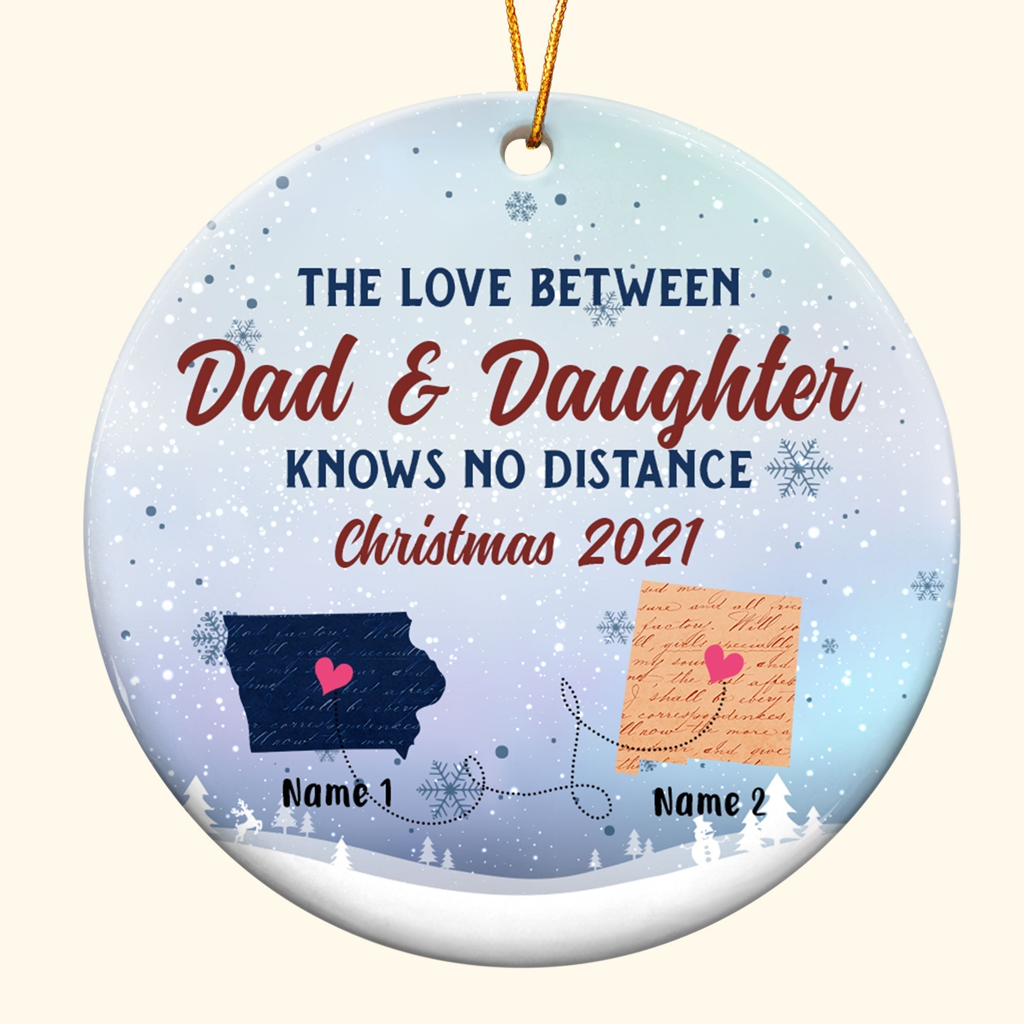 The Love Between Family Knows no Distance - Personalized Ceramic Ornament - Christmas Gift For Family ORNA1210