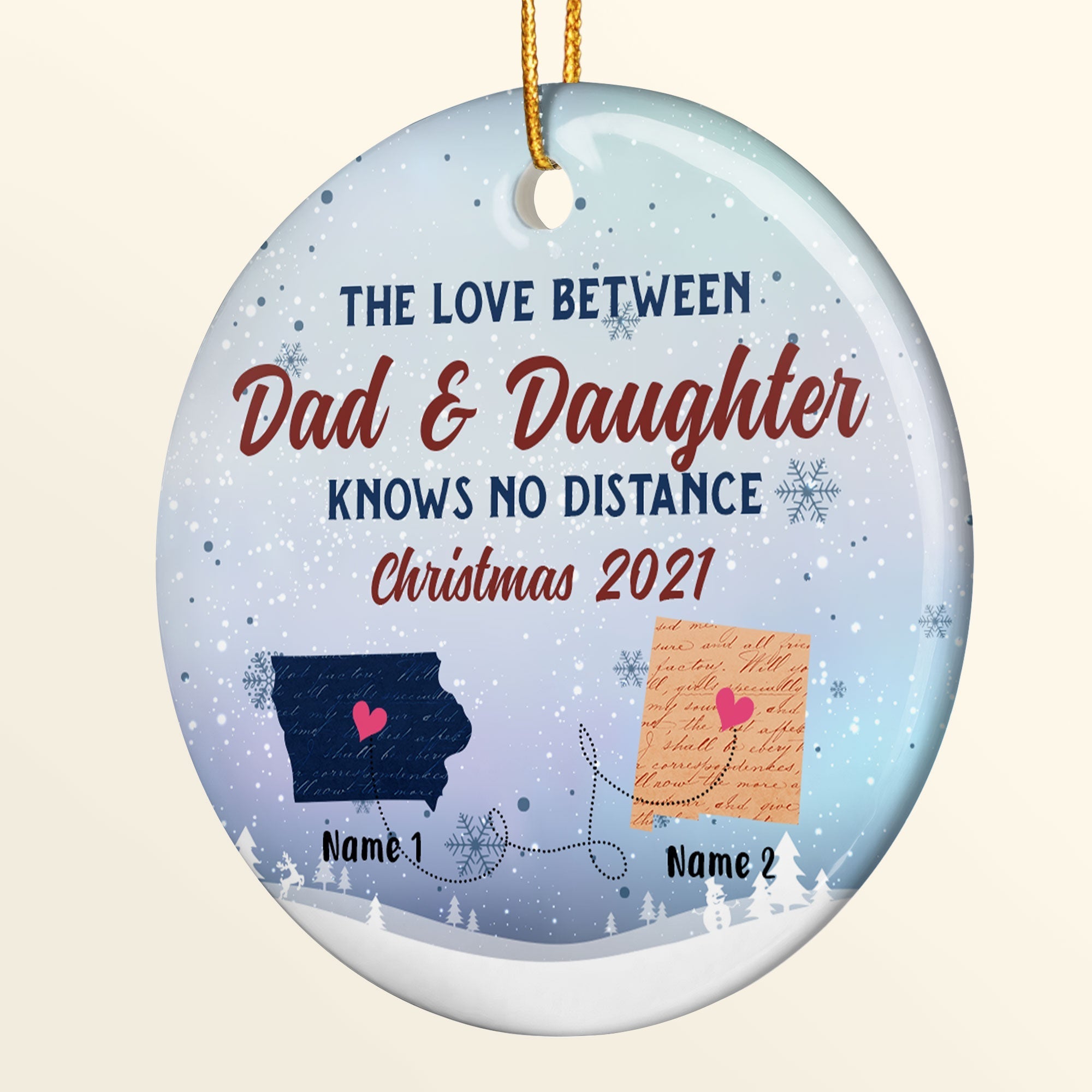 The Love Between Family Knows no Distance - Personalized Ceramic Ornament - Christmas Gift For Family ORNA1210