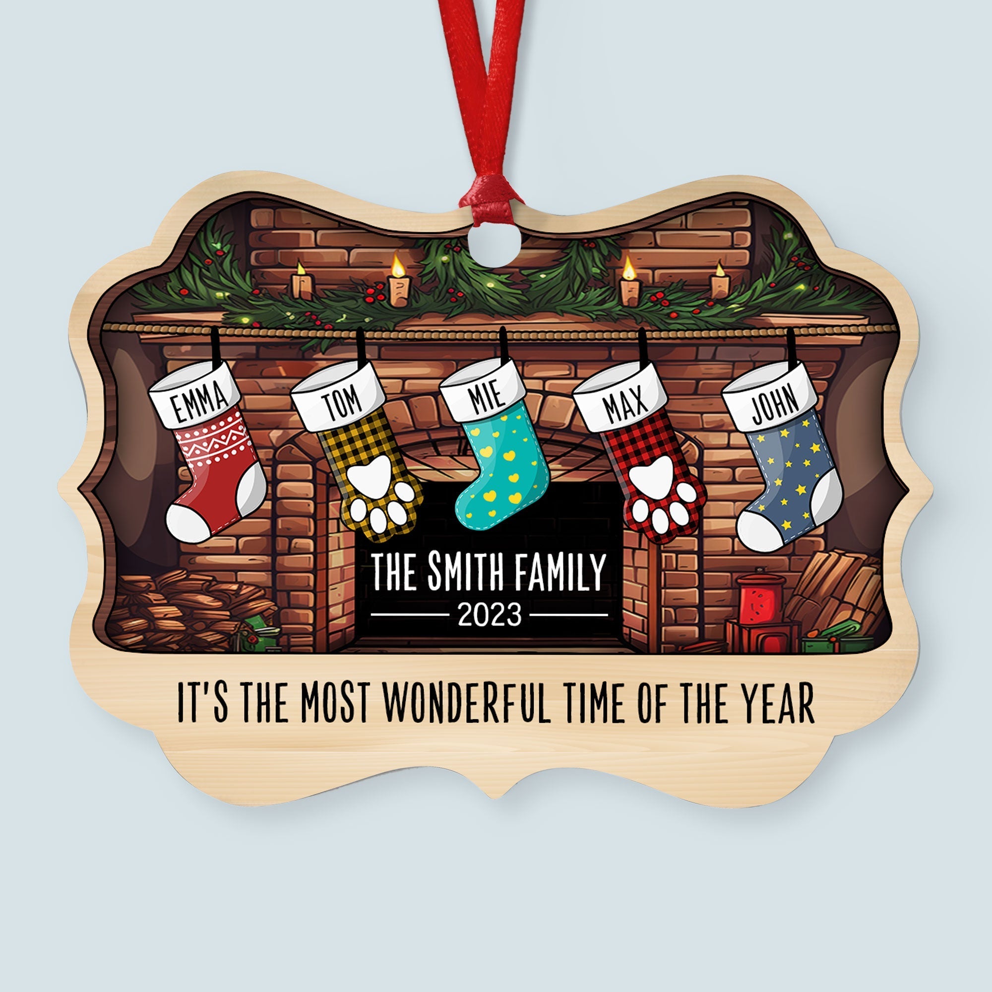 The Most Wonderful Time - Personalized Aluminum/Wooden Ornament ORN0810