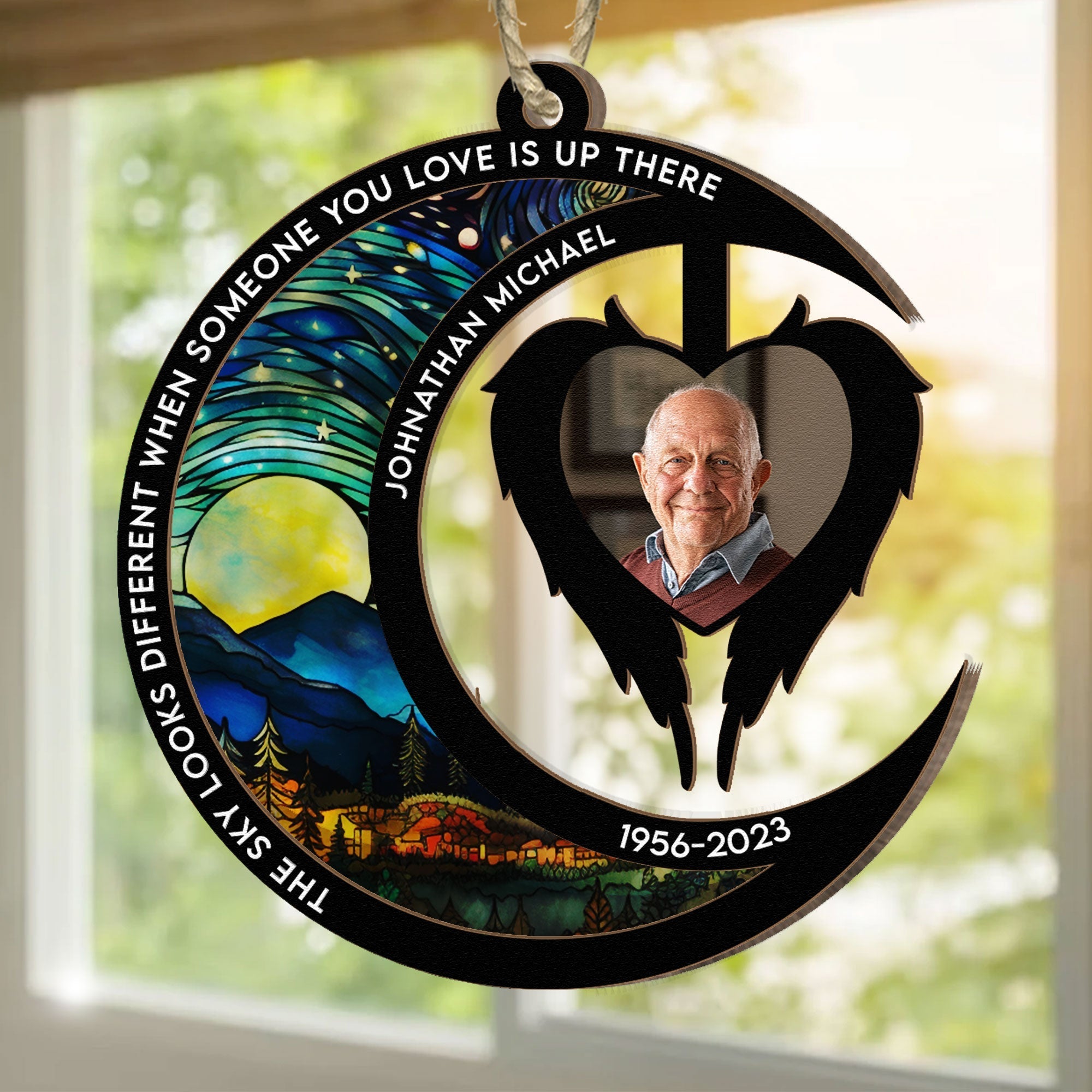 The Sky Looks Different When Someone You Love?Is Up There - Personalized Suncatcher Photo Ornament ORN0810