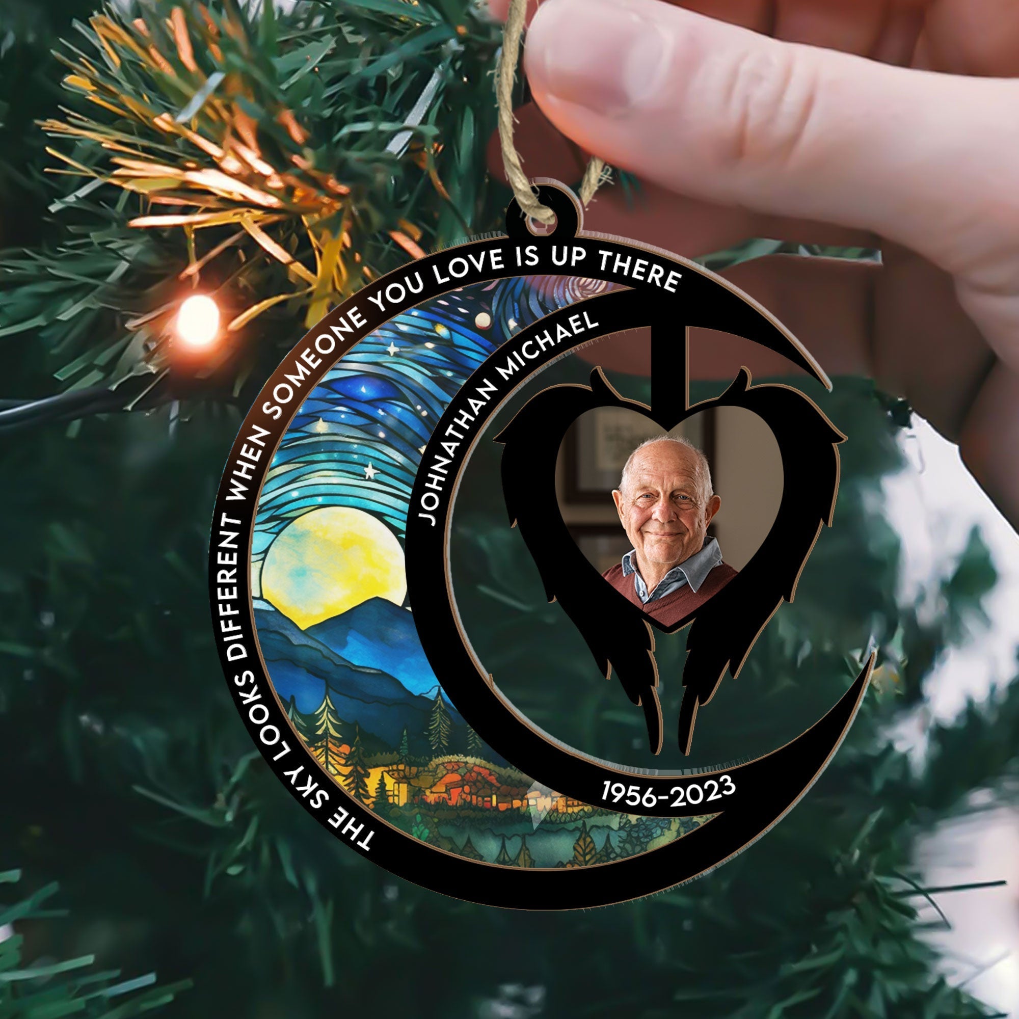 The Sky Looks Different When Someone You Love Is Up There - Personalized Suncatcher Photo Ornament ORNA1210