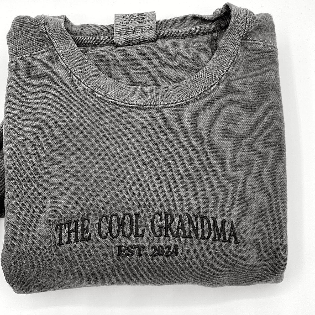 The Cool Dad Sweatshirt, Dad Crewneck Embroidered with Kid Name on Sleeve, Father Day Gift Idea em4