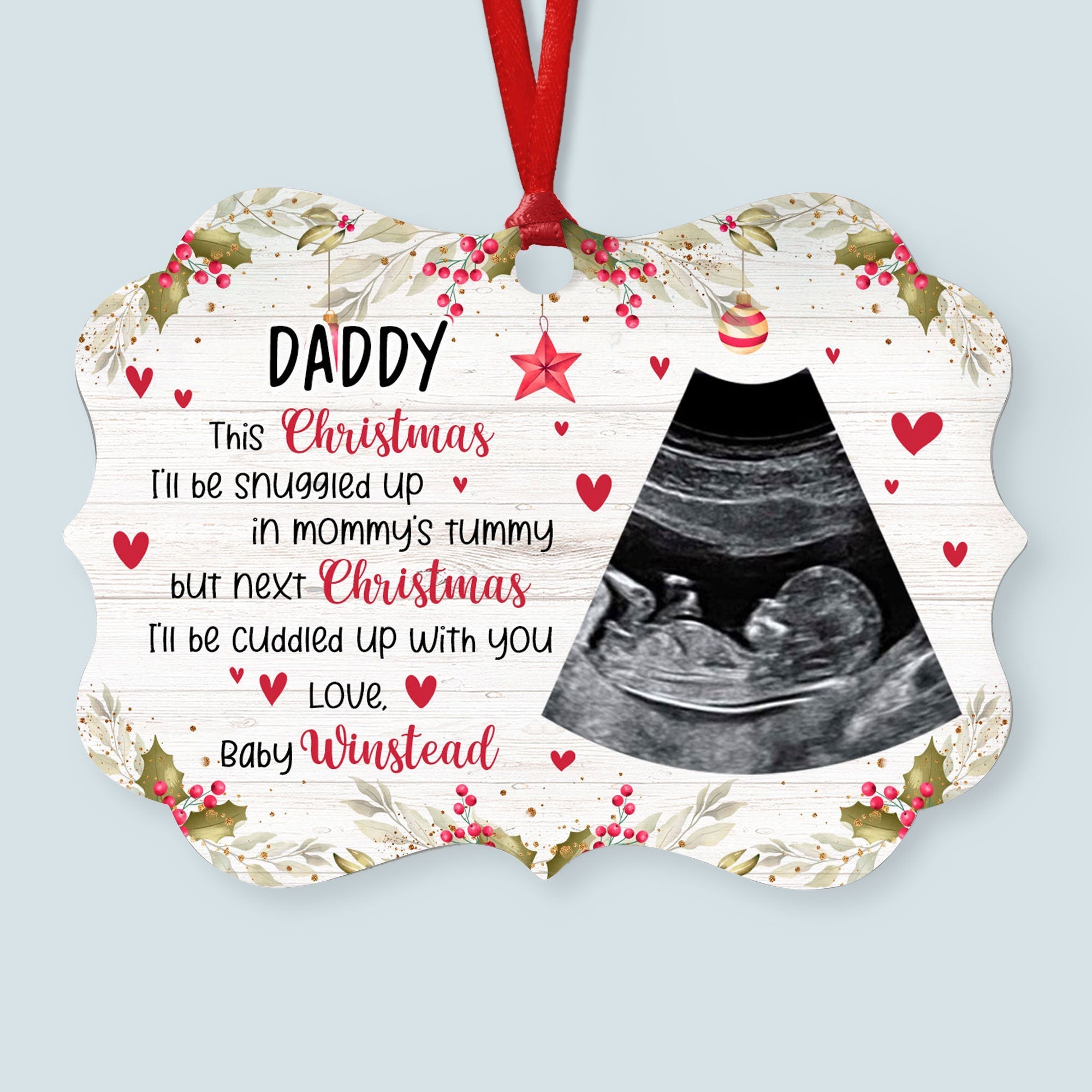 This Christmas, I'll Be Snuggled Up In Mommy's Tummy - Personalized Newborn Christmas Ornament ORN0810