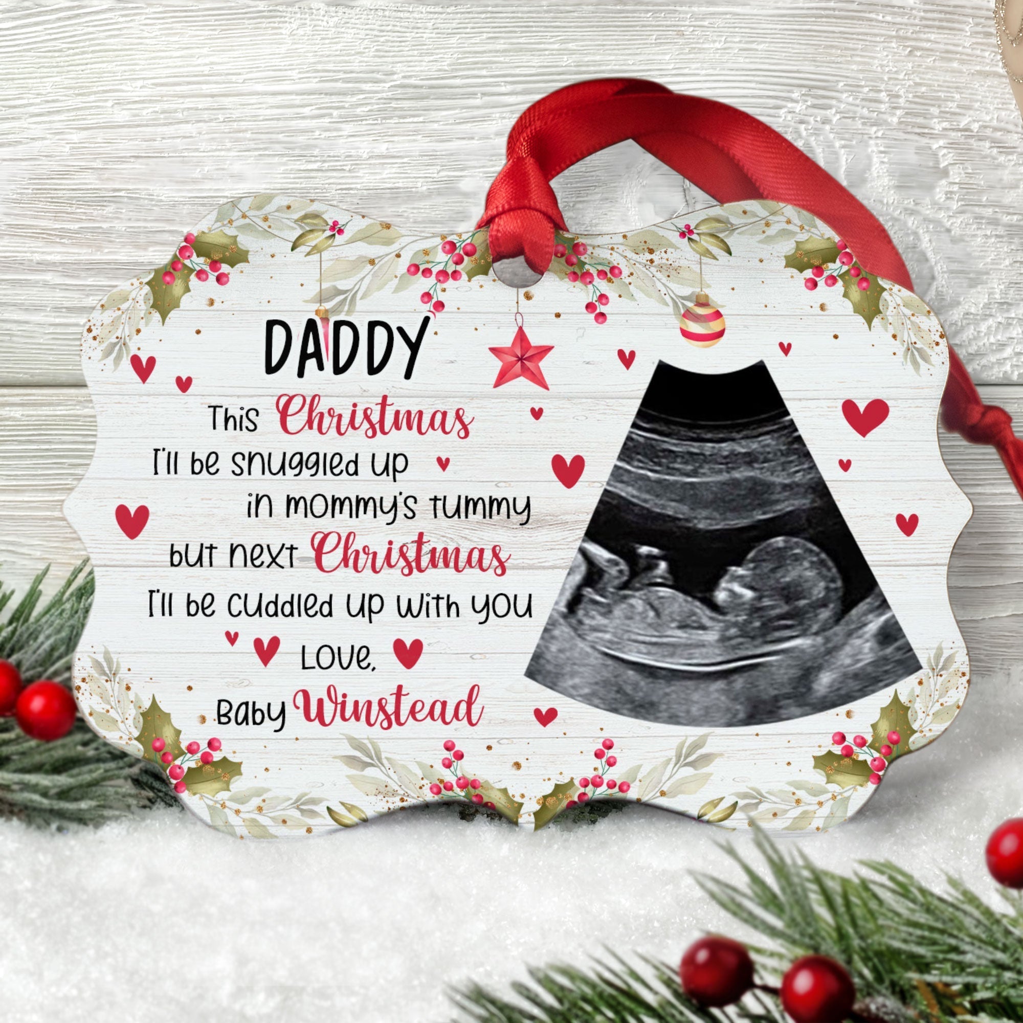 This Christmas, I'll Be Snuggled Up In Mommy's Tummy - Personalized Newborn Christmas Ornament ORN0810