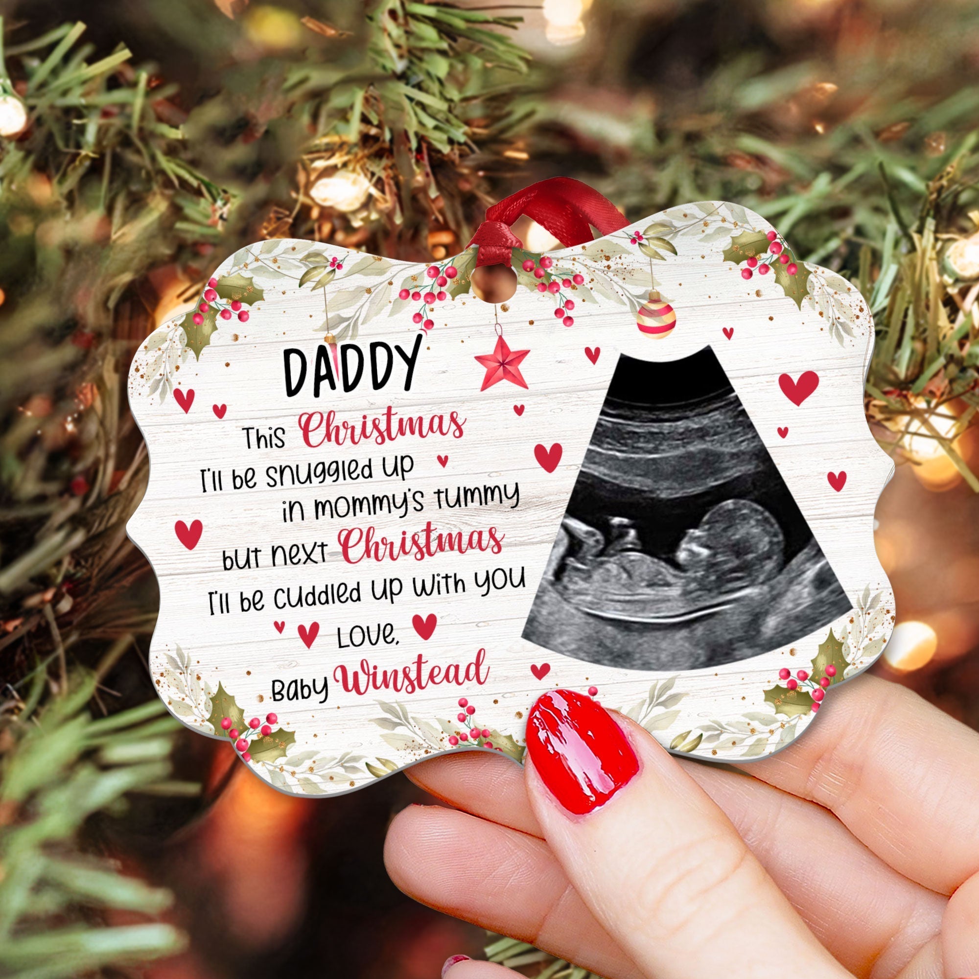 This Christmas, I'll Be Snuggled Up In Mommy's Tummy - Personalized Newborn Christmas Ornament ORN0810